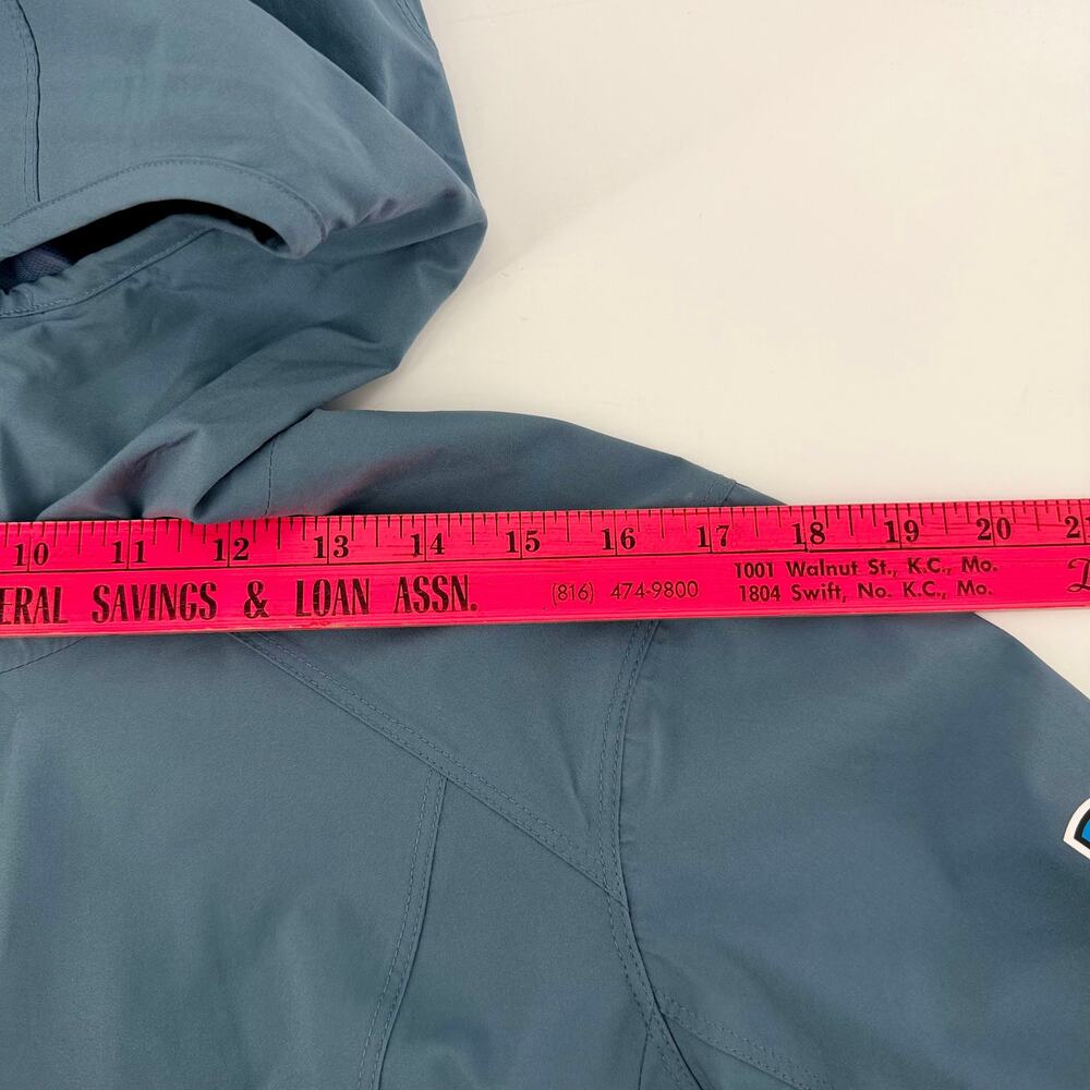 KÜHL Stretch Voyagr Rain Jacket Dusty Blue, Waterproof Hooded Anorak, Women's L - Picture 10 of 16